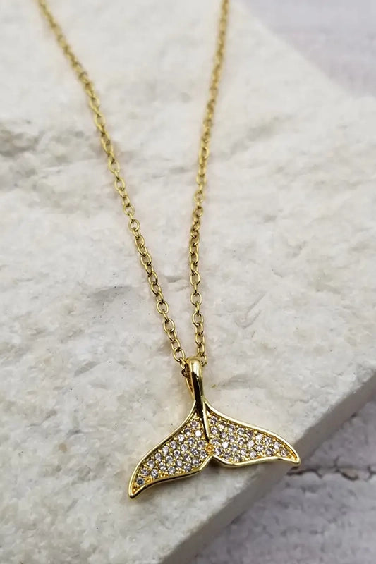 Sparkling Coastal Mermaid Tail Necklace-Gold-[option4]-[option5]-Cute-Trendy-Shop-Womens-Boutique-Clothing-Store