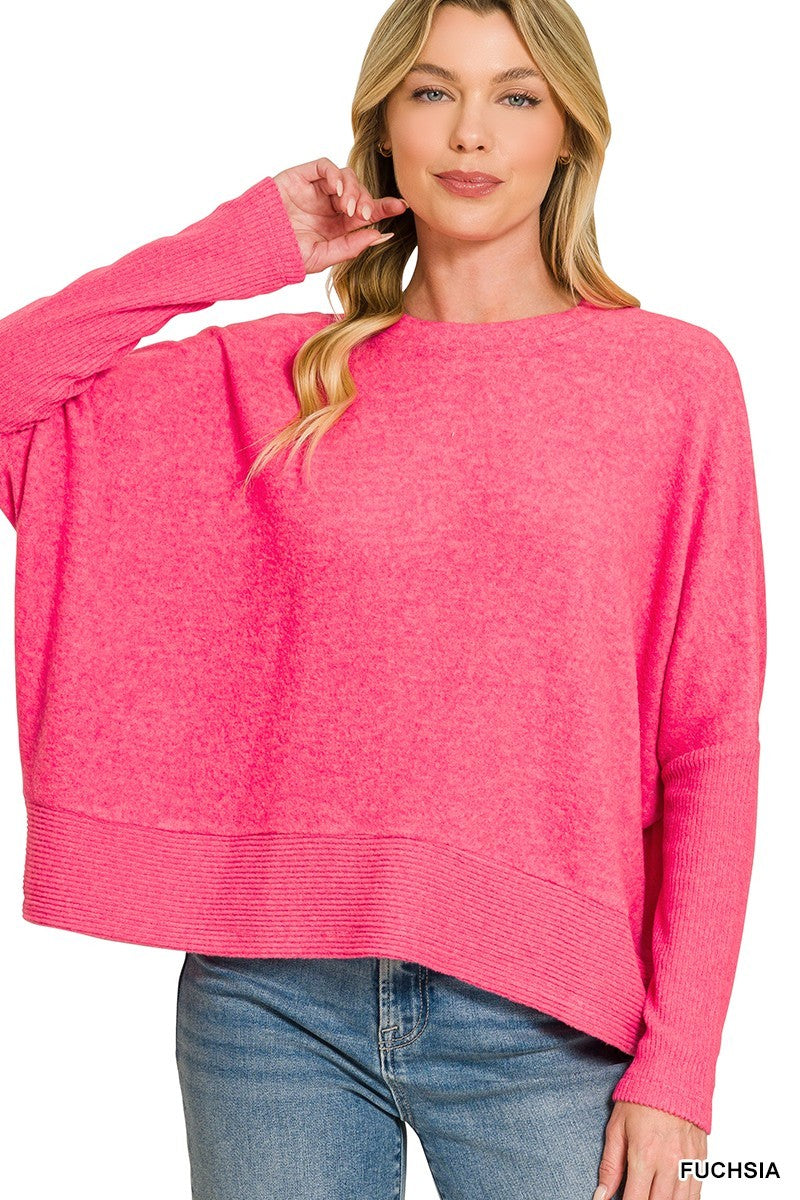 CloudKnit Cozy Melange Top-Fuchsia-SMALL/MEDIUM-Cute-Trendy-Shop-Womens-Boutique-Clothing-Store
