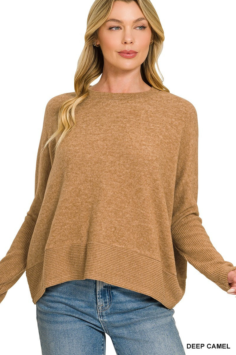 CloudKnit Cozy Melange Top-Brown-SMALL/MEDIUM-Cute-Trendy-Shop-Womens-Boutique-Clothing-Store