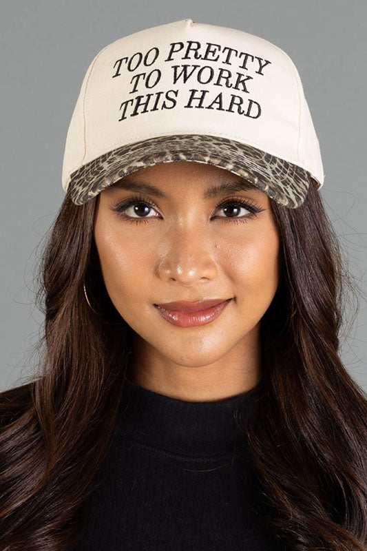 "Too Pretty To Work This Hard" Ball Cap-[option4]-[option5]-Cute-Trendy-Shop-Womens-Boutique-Clothing-Store