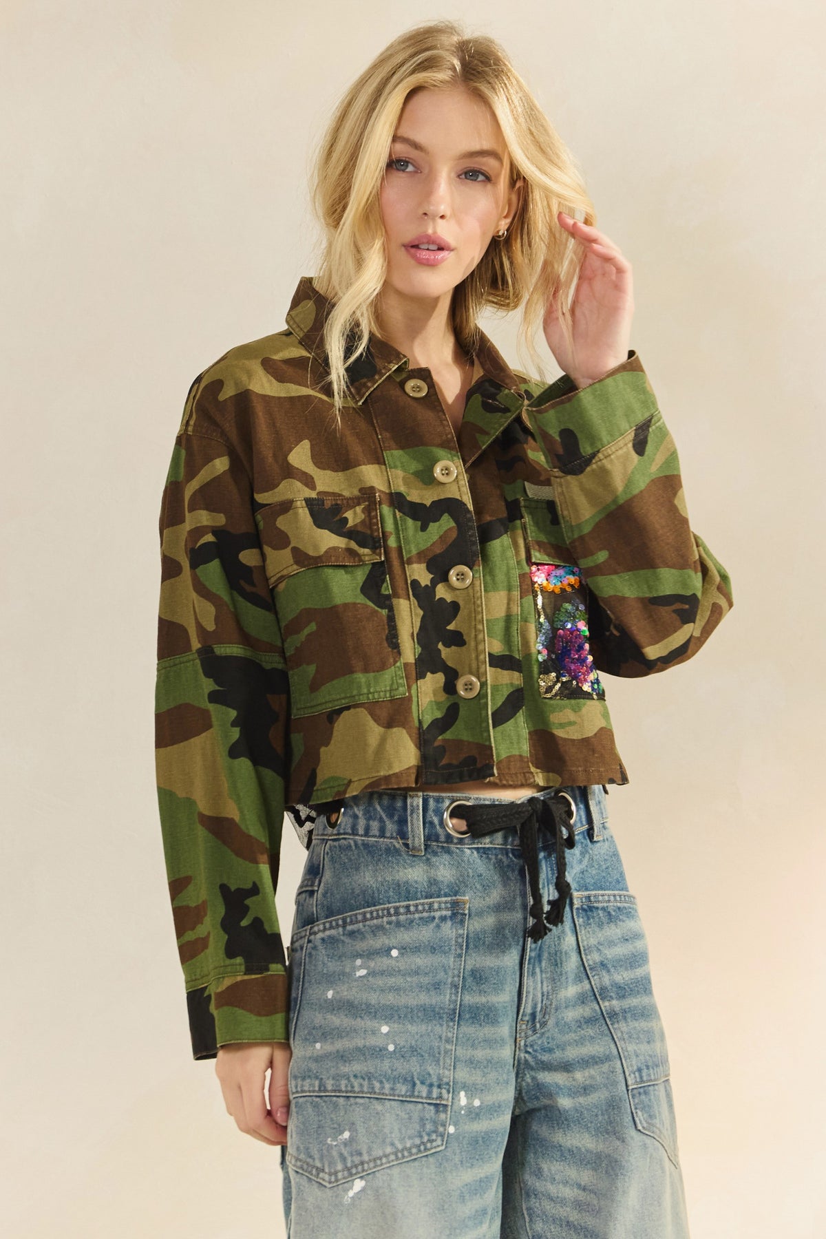 Changing the Script Camo Sequins Jacket-Cute-Trendy-Shop-Womens-Boutique-Clothing-Store