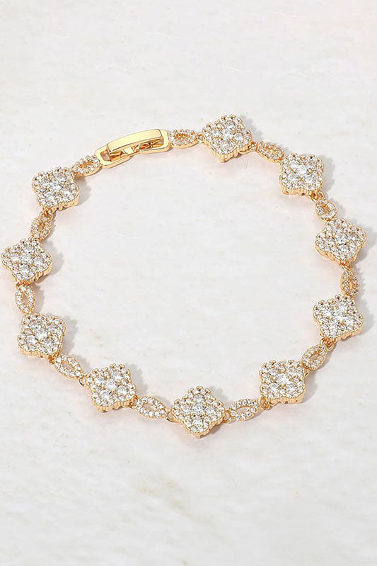 Continuous Sparkle Quatrefoil Chain Bracelet-Gold-Cute-Trendy-Shop-Womens-Boutique-Clothing-Store