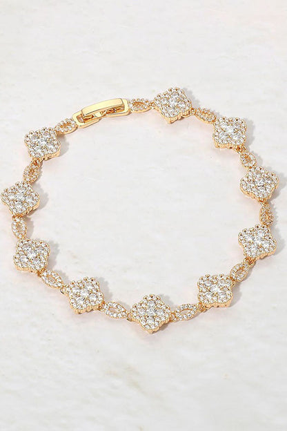 Continuous Sparkle Quatrefoil Chain Bracelet-Gold-Cute-Trendy-Shop-Womens-Boutique-Clothing-Store