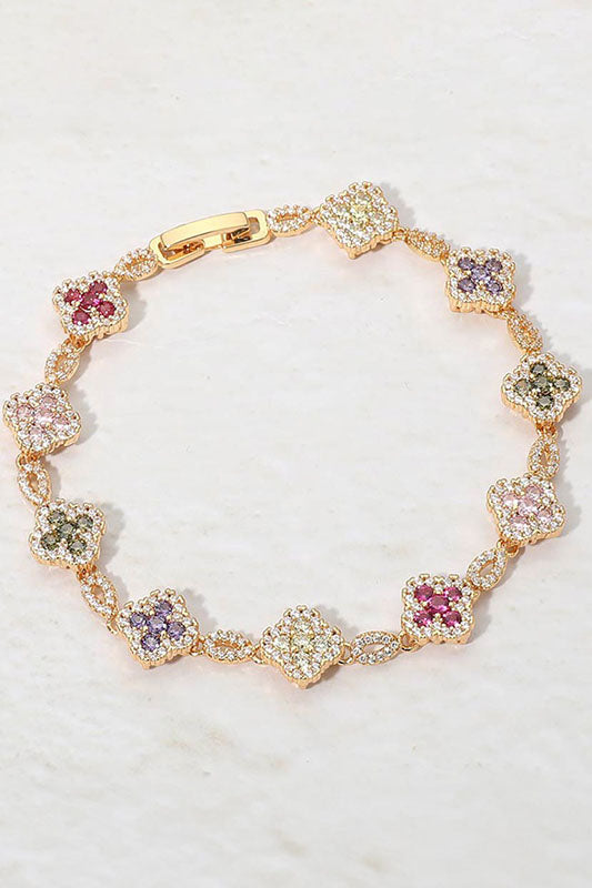 Continuous Sparkle Quatrefoil Chain Bracelet-Multicolor-Cute-Trendy-Shop-Womens-Boutique-Clothing-Store