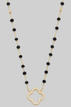 Another Chance CZ & Stone Clover Necklace Black-[option4]-[option5]-Cute-Trendy-Shop-Womens-Boutique-Clothing-Store