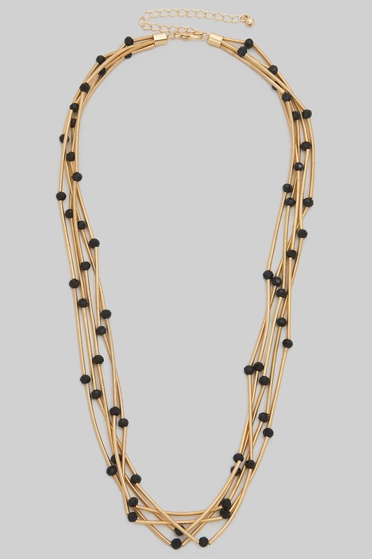 Gold Elastic Black Bead Necklace-[option4]-[option5]-Cute-Trendy-Shop-Womens-Boutique-Clothing-Store