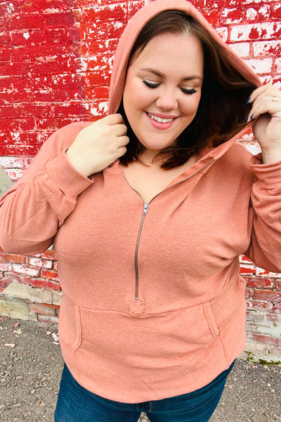 All In A Day Rust Half Zip French Terry Hoodie *Online exclusive-[option4]-[option5]-Cute-Trendy-Shop-Womens-Boutique-Clothing-Store