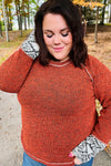 Be Yourself Rust Textured Aztec Outseam Top *online exclusive-[option4]-[option5]-Cute-Trendy-Shop-Womens-Boutique-Clothing-Store
