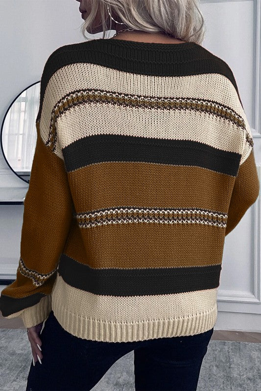 Best Days Ahead Striped Sweater Brown *instore & online-[option4]-[option5]-Cute-Trendy-Shop-Womens-Boutique-Clothing-Store