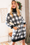Black Buffalo Plaid Belted Sweater Dress *online exclusive-[option4]-[option5]-Cute-Trendy-Shop-Womens-Boutique-Clothing-Store