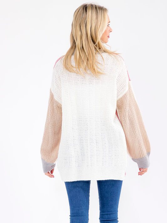 Patchwork Pocket Colorblock Cardigan-Cute-Trendy-Shop-Womens-Boutique-Clothing-Store