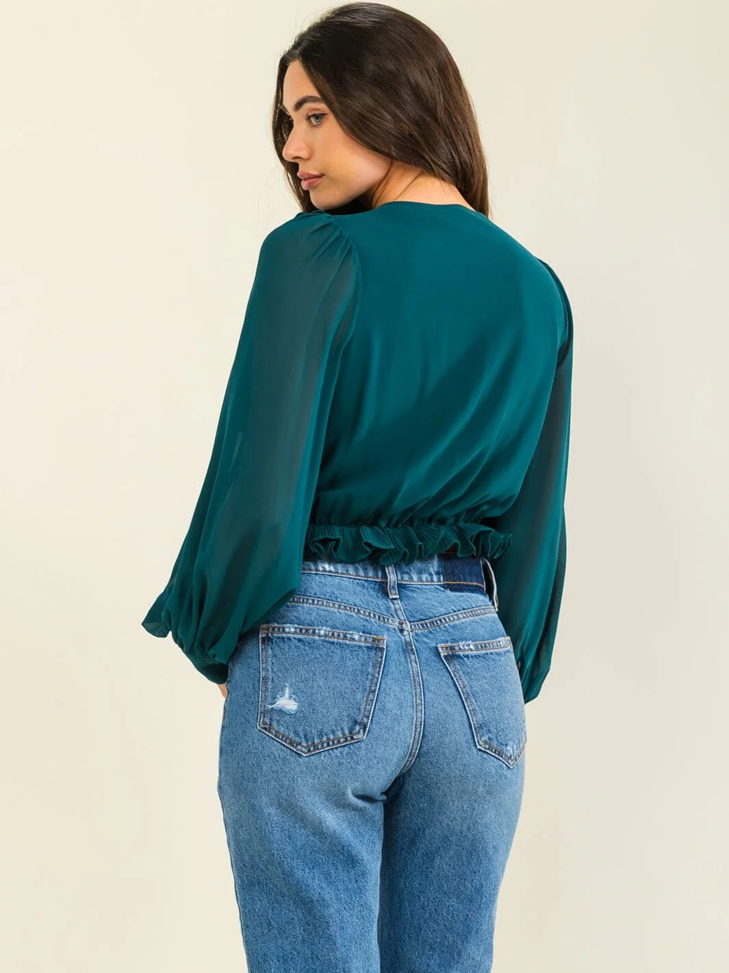 Romantic Ruffle V-Neck Blouse-Cute-Trendy-Shop-Womens-Boutique-Clothing-Store