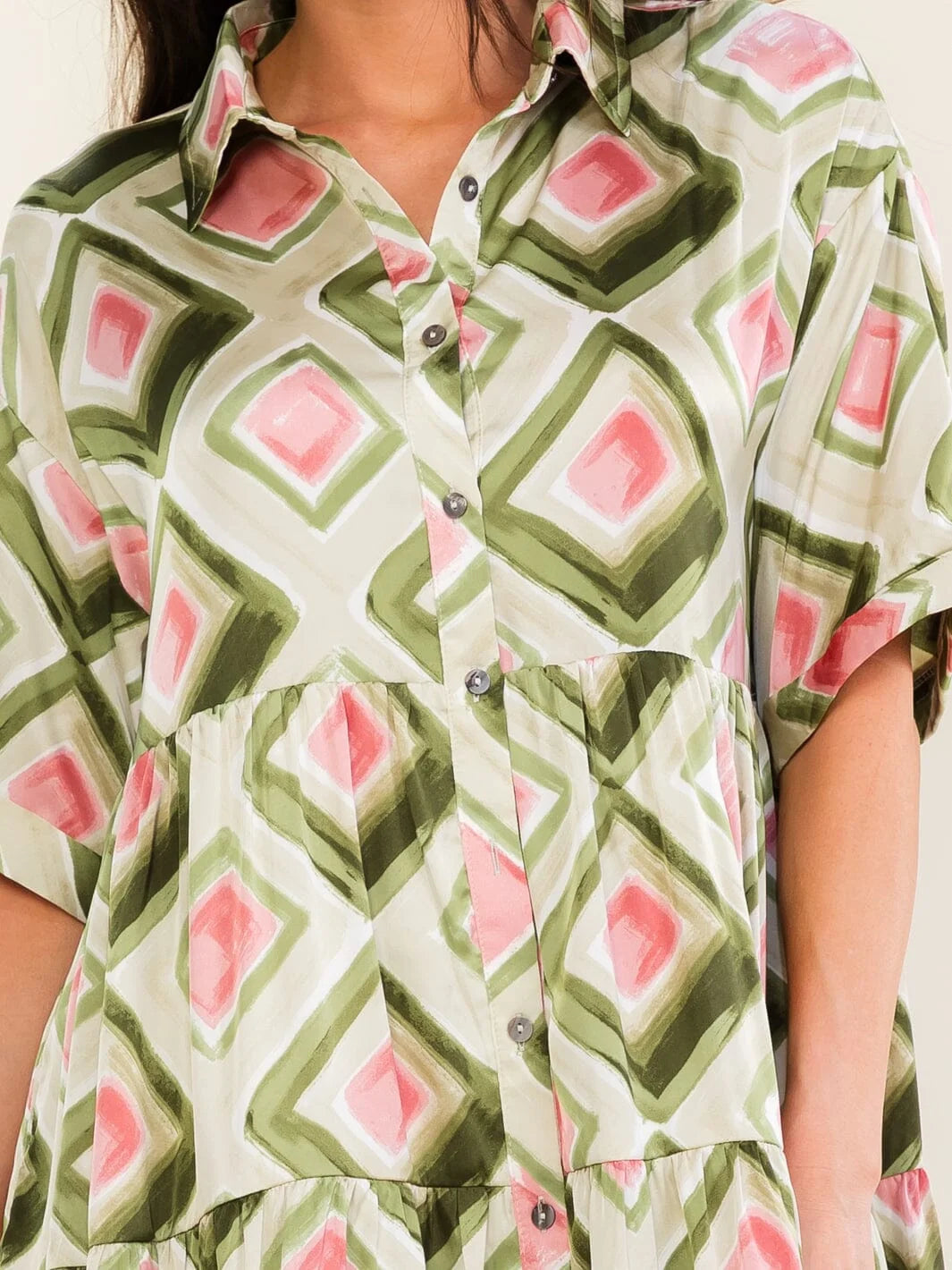Pastel Geo Short Sleeve Mini Dress-Cute-Trendy-Shop-Womens-Boutique-Clothing-Store