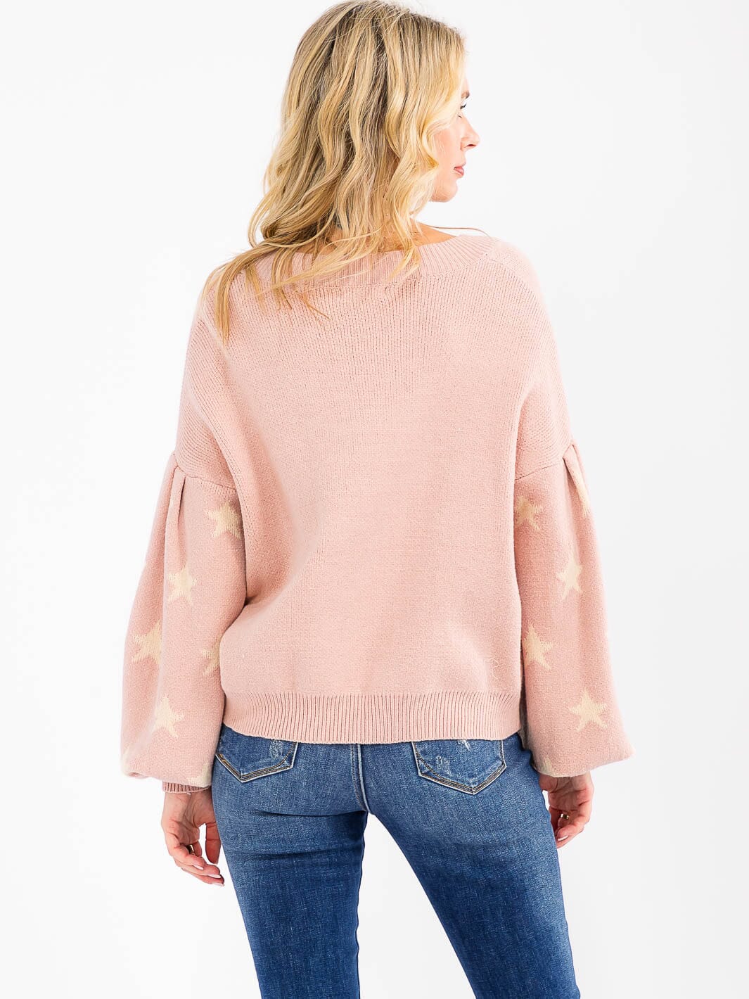 Celestial Star Print Puff Sleeve Cardigan-Cute-Trendy-Shop-Womens-Boutique-Clothing-Store