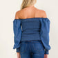 Vintage Indigo Off-Shoulder Top-Cute-Trendy-Shop-Womens-Boutique-Clothing-Store