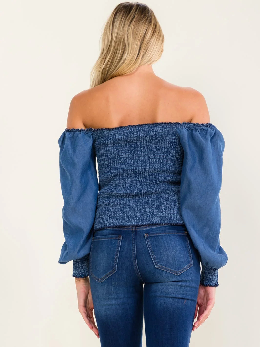 Vintage Indigo Off-Shoulder Top-Cute-Trendy-Shop-Womens-Boutique-Clothing-Store