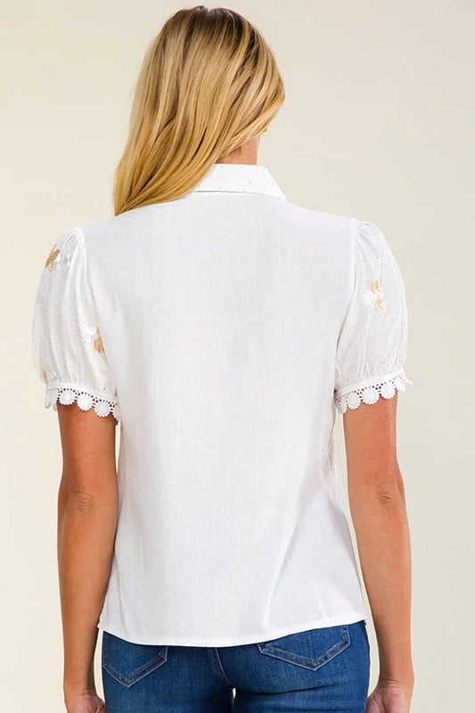 Perfect Summer Day Embroidered Button Up Blouse-[option4]-[option5]-Cute-Trendy-Shop-Womens-Boutique-Clothing-Store