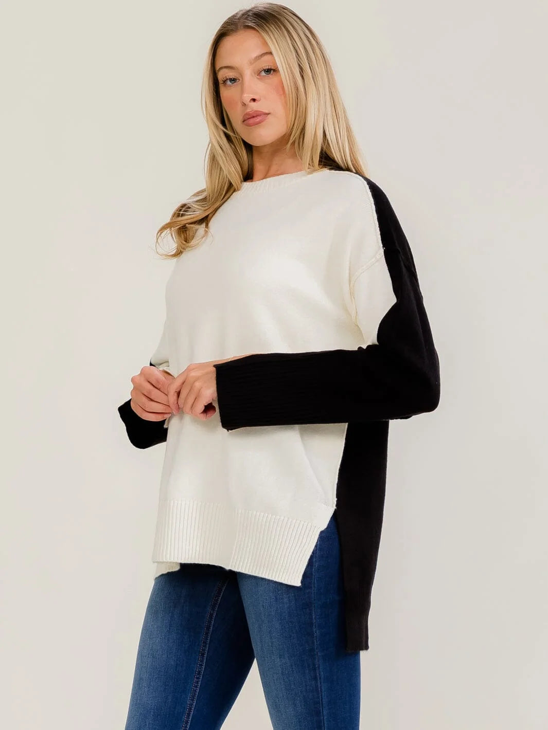 The Noir & Ivory Colorblock Pullover-Cute-Trendy-Shop-Womens-Boutique-Clothing-Store