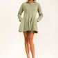 Fit-and-Flare Mini Denim Dress Olive