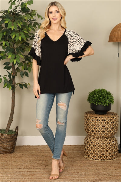 Make it a Date Leopard Sleeve Tee Top *Online & In Store*-[option4]-[option5]-Cute-Trendy-Shop-Womens-Boutique-Clothing-Store