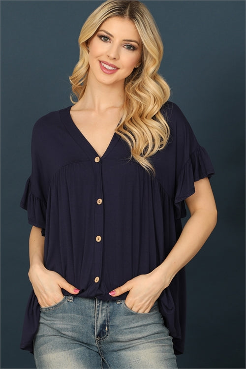 Springtime Style Button Up Top Navy-[option4]-[option5]-Cute-Trendy-Shop-Womens-Boutique-Clothing-Store