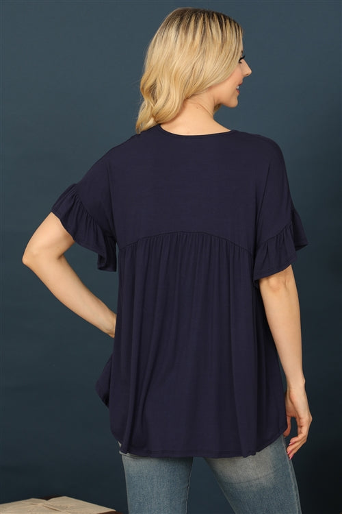 Springtime Style Button Up Top Navy *Online & In Store*-[option4]-[option5]-Cute-Trendy-Shop-Womens-Boutique-Clothing-Store