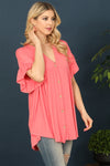 Springtime Style Button Up Top Coral *Online & In Store*-[option4]-[option5]-Cute-Trendy-Shop-Womens-Boutique-Clothing-Store