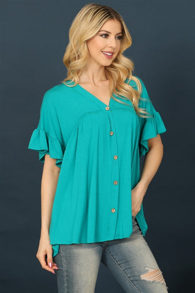 Springtime Style Button Up Top Jade *Online & In Store*-[option4]-[option5]-Cute-Trendy-Shop-Womens-Boutique-Clothing-Store