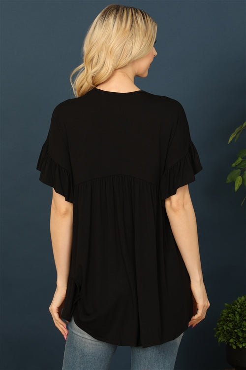 Springtime Style Button Up Top Black *Online & In Store*-[option4]-[option5]-Cute-Trendy-Shop-Womens-Boutique-Clothing-Store