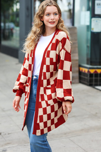 Can't Help But Love Rust Checkered Open Cardigan *online exclusive-[option4]-[option5]-Cute-Trendy-Shop-Womens-Boutique-Clothing-Store