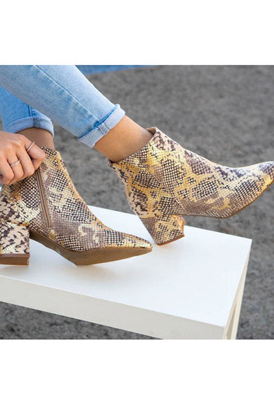Case You Didn't Know Pointed Toe Booties Gold Snakeskin *instore & online-[option4]-[option5]-Cute-Trendy-Shop-Womens-Boutique-Clothing-Store