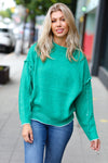 Chic Pursuits Kelly Green Chenille Raw Seam Mock Neck Sweater *online exclusive-[option4]-[option5]-Cute-Trendy-Shop-Womens-Boutique-Clothing-Store
