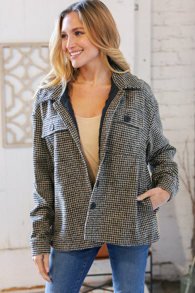Collared Houndstooth Button Down Wool Blend Jacket *online exclusive-[option4]-[option5]-Cute-Trendy-Shop-Womens-Boutique-Clothing-Store