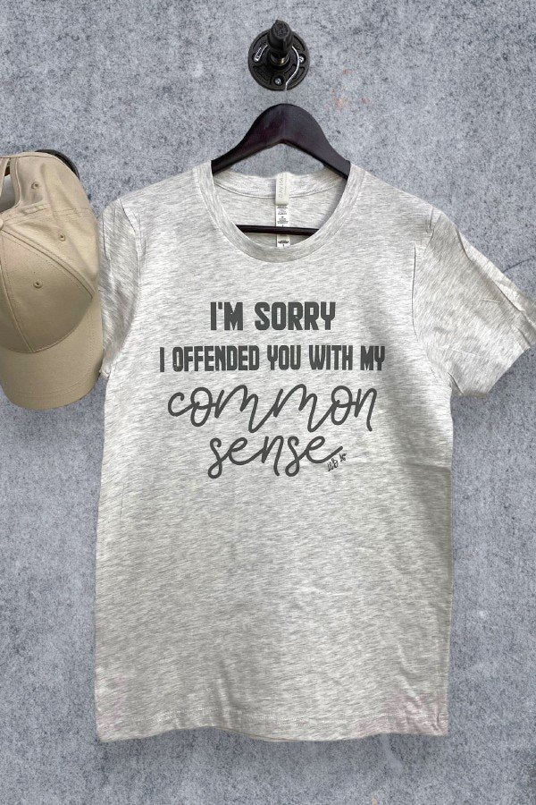 Common Sense Offense Graphic Tee Grey *instore & Online-[option4]-[option5]-Cute-Trendy-Shop-Womens-Boutique-Clothing-Store