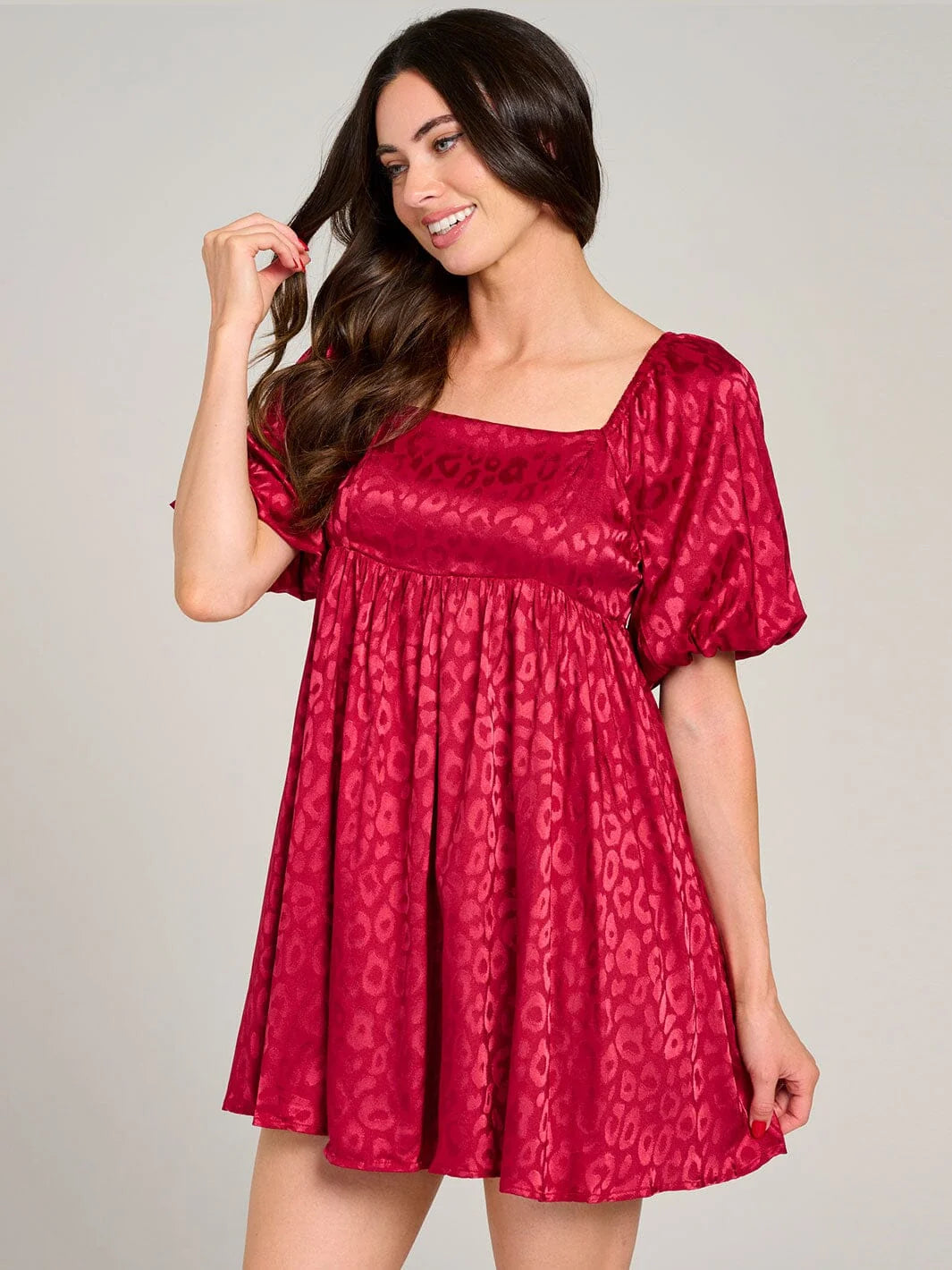 Leopard Jacquard Babydoll Dress Red-[option4]-[option5]-Cute-Trendy-Shop-Womens-Boutique-Clothing-Store