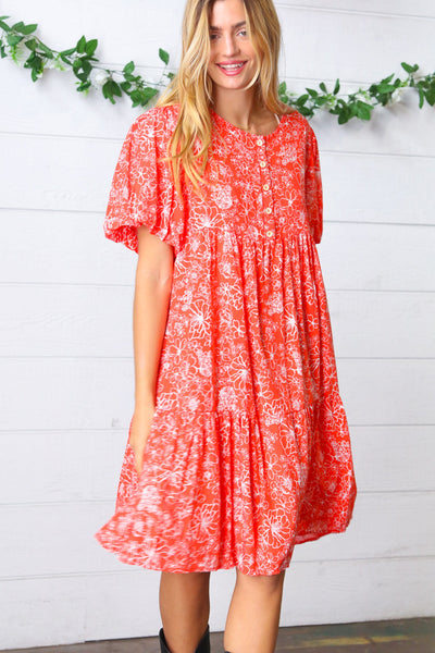 Coral Floral Button Down Midi Dress *online exclusive-[option4]-[option5]-Cute-Trendy-Shop-Womens-Boutique-Clothing-Store