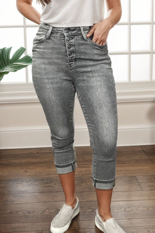 Dusty Charcoal - Judy Blue Capris *online exclusive