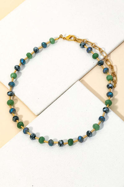 Green Beaded Chain Necklace with Lobster Clasp *online exclusive-One Size Fits All-[option4]-[option5]-Cute-Trendy-Shop-Womens-Boutique-Clothing-Store