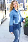 Easy Moves Blue Color Block Distressed Denim Jacket *online exclusive-[option4]-[option5]-Cute-Trendy-Shop-Womens-Boutique-Clothing-Store