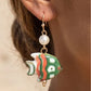 Hand-Painted Ceramic Fish & Pearl Drop Earrings-Cute-Trendy-Shop-Womens-Boutique-Clothing-Store
