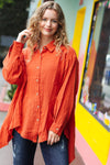 Feeling Bold Rust Button Down Sharkbite Cotton Tunic Top *online exclusive-[option4]-[option5]-Cute-Trendy-Shop-Womens-Boutique-Clothing-Store