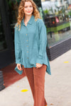 Feeling Bold Teal Button Down Sharkbite Cotton Tunic Top *online exclusive-[option4]-[option5]-Cute-Trendy-Shop-Womens-Boutique-Clothing-Store