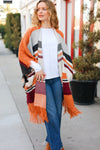 Feeling Special Grey & Rust Striped Tassel Fringe Open Poncho *online exclusive-One Size Fits All-[option4]-[option5]-Cute-Trendy-Shop-Womens-Boutique-Clothing-Store