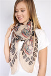 Fun on the Run Sugar Skull Scarf Beige *instore & online-Beige-[option4]-[option5]-Cute-Trendy-Shop-Womens-Boutique-Clothing-Store