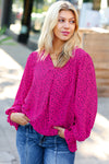 Get Ready Fuchsia Leopard V Neck Smocked Top *online exclusive-[option4]-[option5]-Cute-Trendy-Shop-Womens-Boutique-Clothing-Store