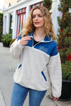 Good Vibes Denim & Ivory Patchwork Sherpa Half Zip Pullover *online exclusive-[option4]-[option5]-Cute-Trendy-Shop-Womens-Boutique-Clothing-Store