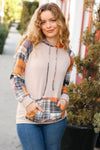 Good With It Orange & Taupe Plaid Terry Kangaroo Pocket Hoodie *online exclusive-[option4]-[option5]-Cute-Trendy-Shop-Womens-Boutique-Clothing-Store