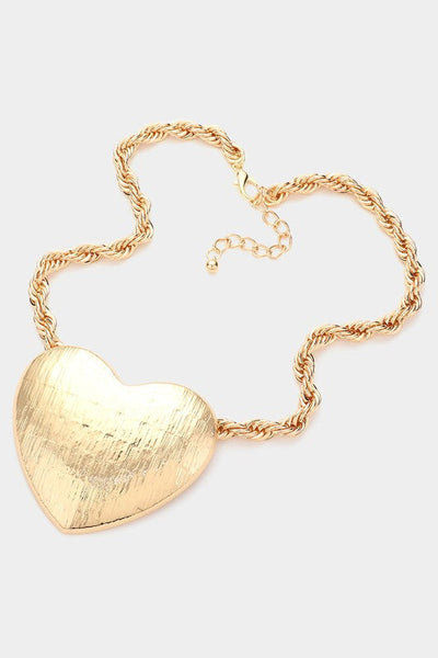 Heart's On Fire Oversized Necklace Gold *instore & online-Gold-[option4]-[option5]-Cute-Trendy-Shop-Womens-Boutique-Clothing-Store