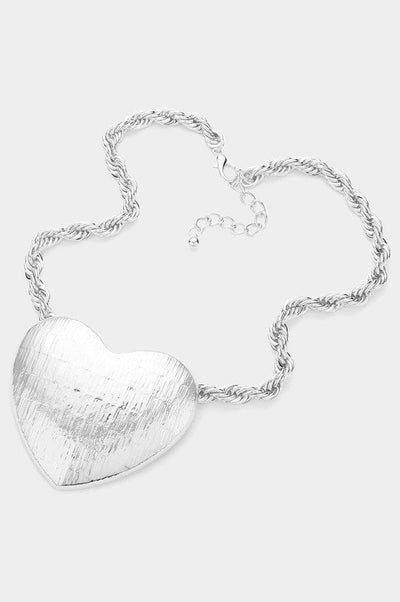 Heart's On Fire Oversized Necklace Silver *instore & online-Silver-[option4]-[option5]-Cute-Trendy-Shop-Womens-Boutique-Clothing-Store