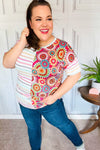 Always Fun Ivory & Fuchsia Stripe and Crochet Print Top *Online Exclusive*-[option4]-[option5]-Cute-Trendy-Shop-Womens-Boutique-Clothing-Store
